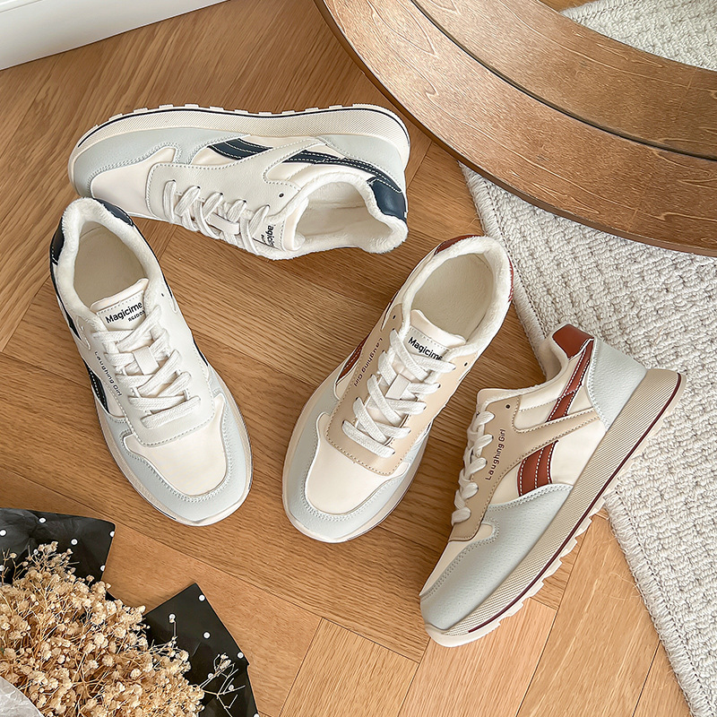 Augusto deportes plataforma casual zapatos de papá 2022 Otoño e Invierno nueva moda forrada de lana zapatos de argán de las mujeres ins moda