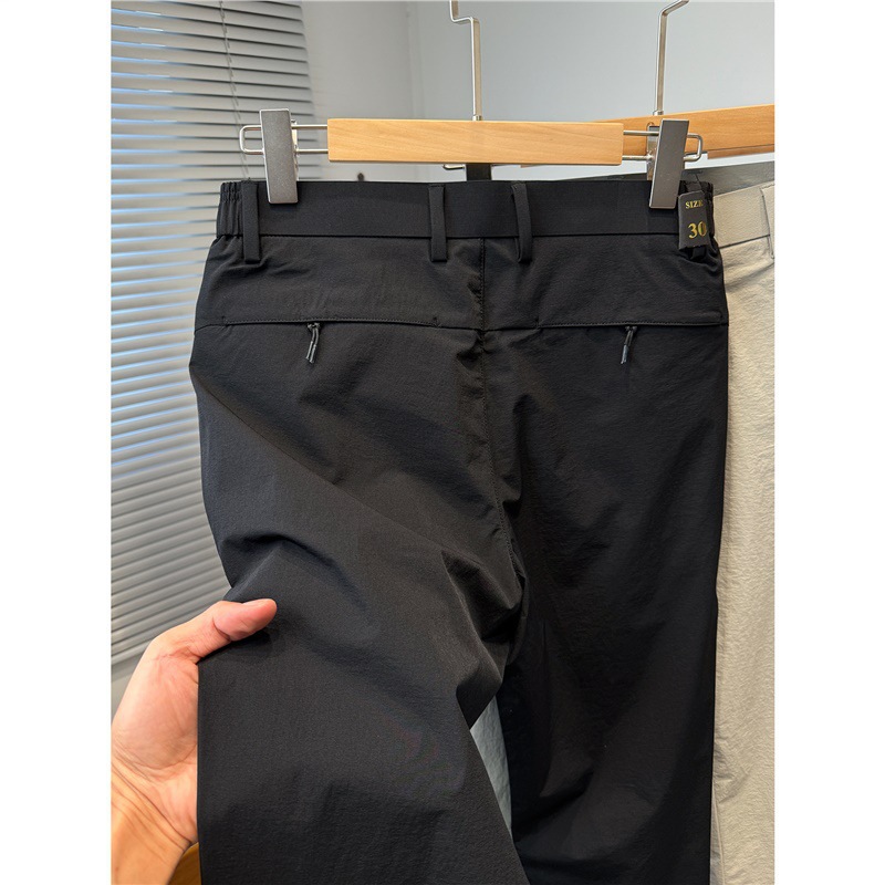 High-End Outdoor Casual Pants for Men, Summer Thin Ice Silk Straight Pants for Middle-Aged Men, Sports Pants, Elastic