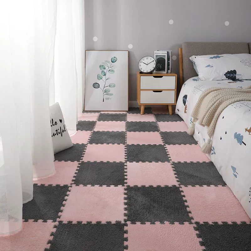 Плоский коврик (INS) 30×30×1.2 см, плюшевые Interlocking плитки для спальни девушки и прикроватной зоны