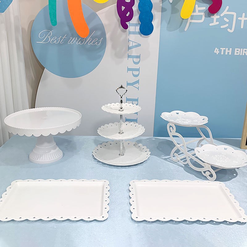 Tabla de descanso de té bandeja de pastel de aniversario decoración tabla de postres estante de exhibición de té de la tarde estante de dulces platos de recepción