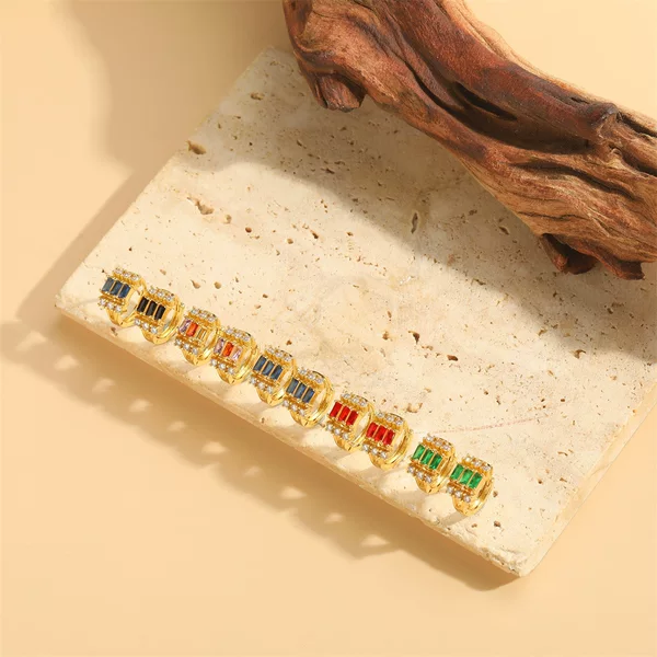 Europe and the United States hot geometric color zircon earrings female ins fashion OL rectangular full zirconium earrings jewelry wholesale