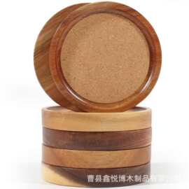 木质吸水杯垫家用圆形木制杯垫桌面隔热垫底托家用木制茶杯底座