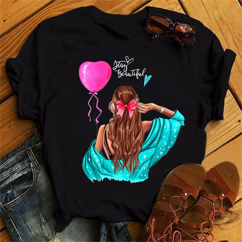 Beautiful 90S Girl Print Women's Top Fashion O-Neck T-Shirt with Interesting Aesthetic Graphic Print for Women Beautiful 90S Girl Print Women's Top Fashion O-Neck T-Shirt with Interesting Aesthetic Graphic Print for Women