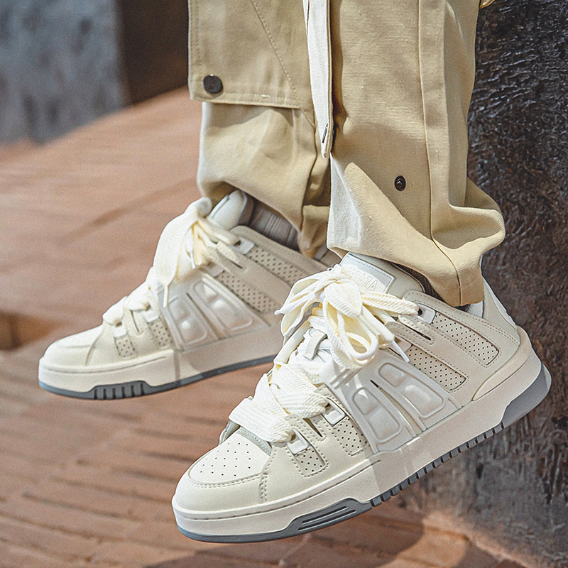 Versatile Solid Colour Casual Shoes For Men Thick Sole Trainers_voghion.com