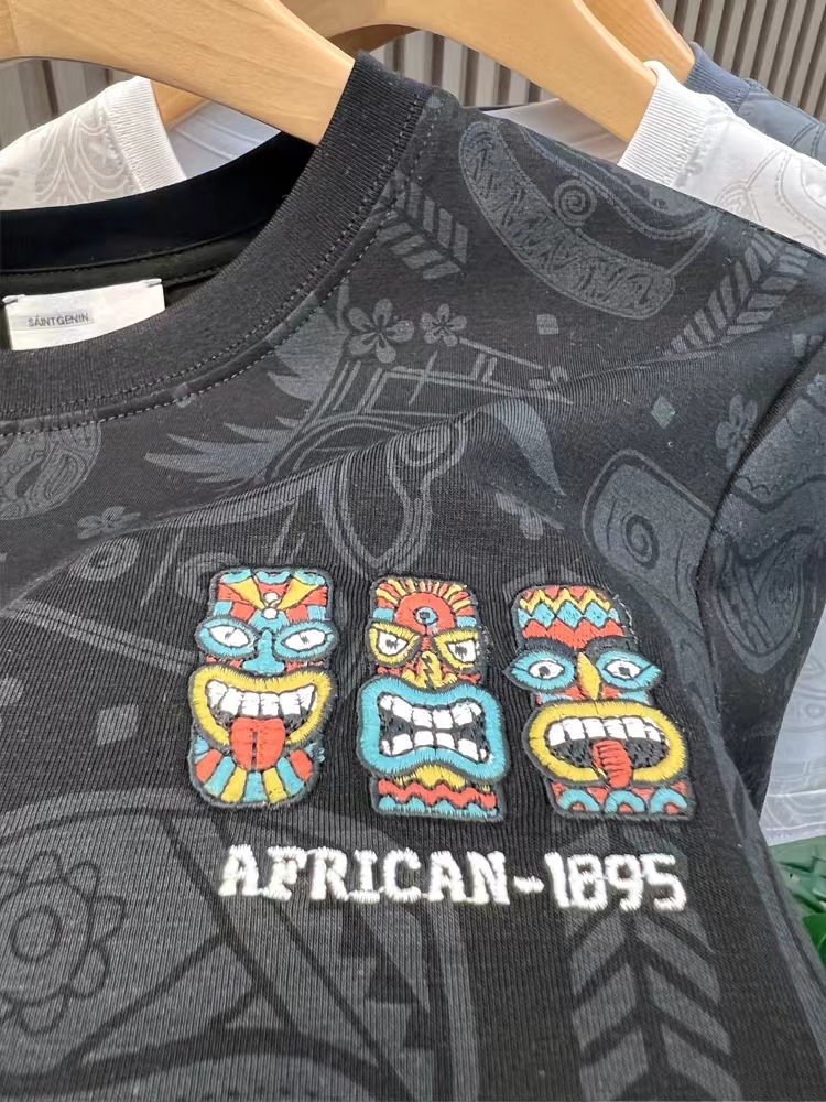 Short sleeved T-shirt, men's full body printed trendy brand slim fit embroidered cotton t-shirt, youth high-end 2023_voghion.com