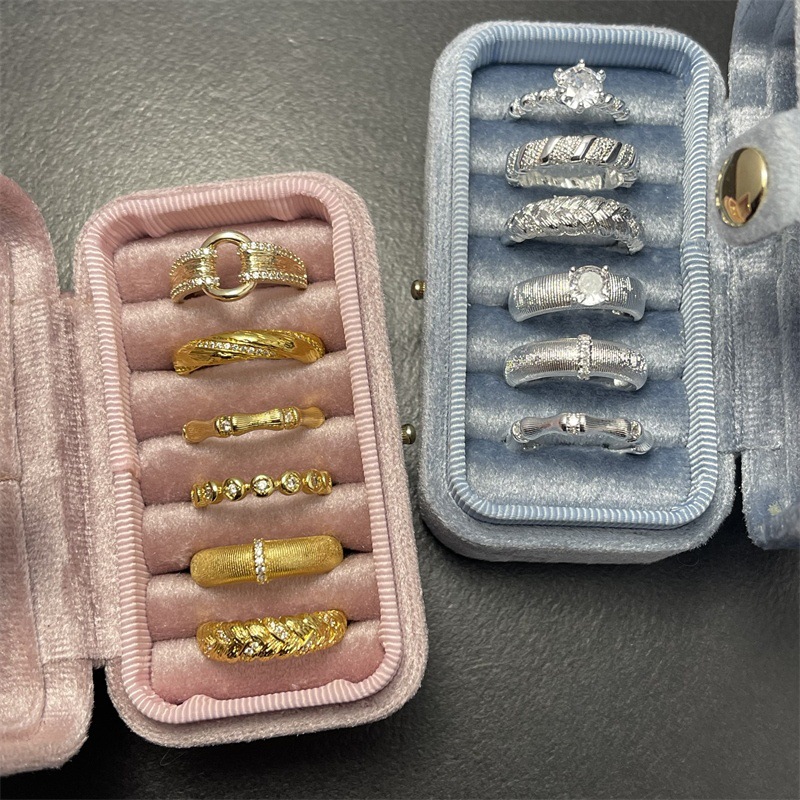 vintage中古風925純銀拉絲鋯石戒指女小眾高級感不掉色可調節戒指