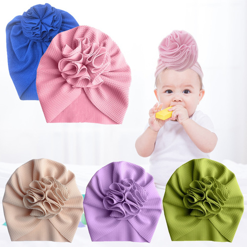 Ins new arrival solid color European and American baby hat spring/autumn flower corn kernel baby pullover cap children's sun protection Indian hat
