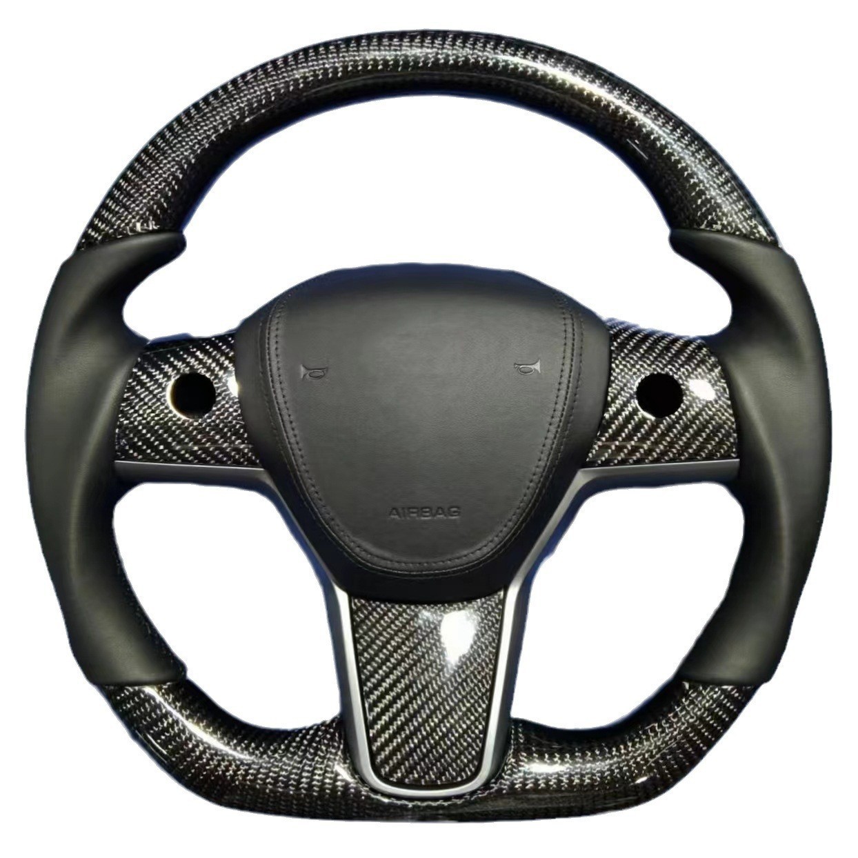 Aplicable a Tesla Modelo 3/Y modificado fibra de carbono volante actualización gamuza soja D-tipo volante
