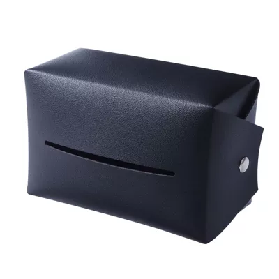 [Customized] Leather Car Tissue Box, Car Seat Back Tissue Box, Practical Car Accessories, Tissue Box (Car tissue box/set) - black