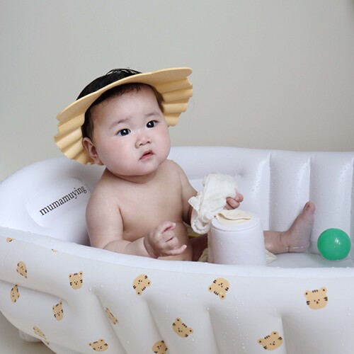 Ins style cartoon bear tiger baby children's shower cap shampoo cap adjustable waterproof eye protection and ear protection shower cap