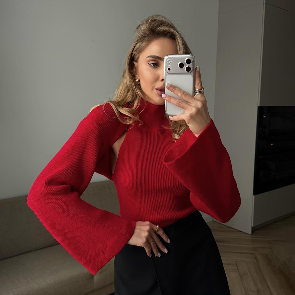 Transfronterizo Europa y los Estados Unidos 2026 otoño y invierno nueva tendencia americana cuello alto cuello abierto chaleco suéter cardigan dos piezas image 6