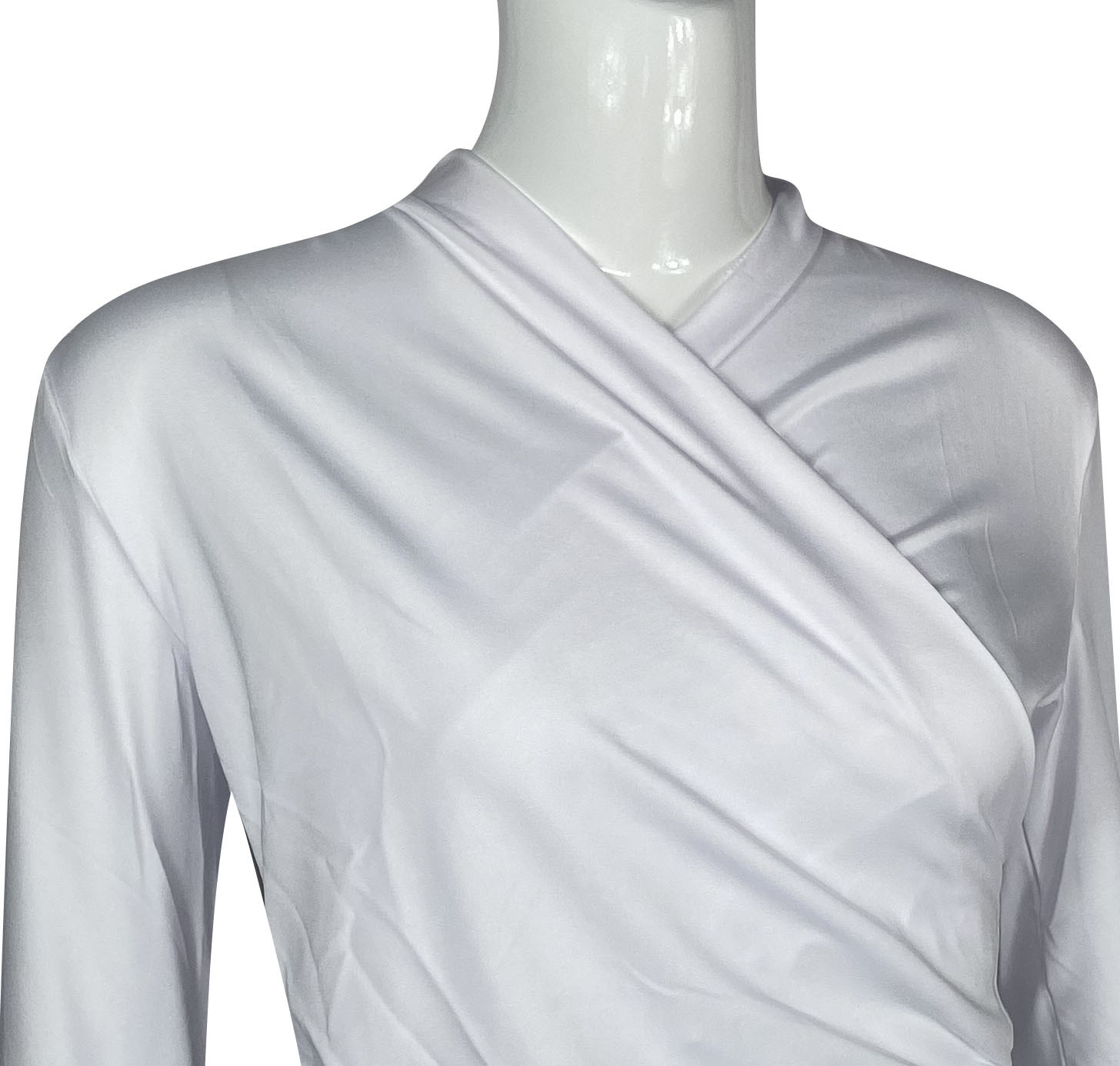 Elegant Women's Cross-Neck Slim-Fit T-Shirt Tuck Detail Versatile Autumn Winter Wardrobe Staple Fashion Top for Ladies_ecoleips.com