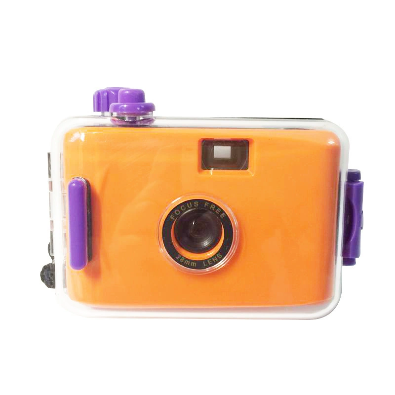 Orange disposable camera, flashing retro lamp for students, bidet