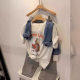 Hong Kong Style Age-reducing Vintage Cartoon Rabbit Printed T-shirt Women's Top Summer Distinctive Niche Inner Short-sleeve Base Shirt