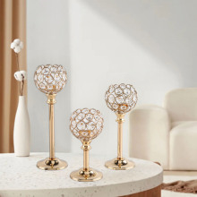 欧式迷你水晶烛台餐桌复古浪漫烛光晚餐三件套婚礼金色烛台摆件