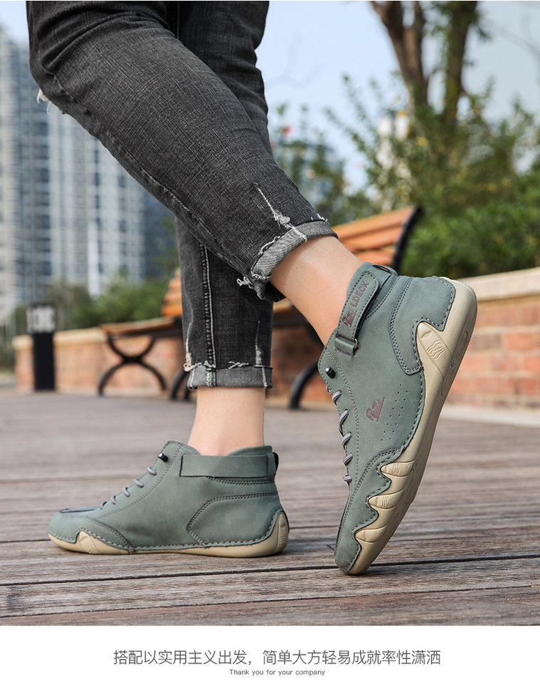 Bốt Martin nam cổ cao dáng bạch tuộc, giày bốt ngắn da lộn gót bằng — C8008 kaki, C8008 màu xám, C8008 màu đen, F8008 màu hồng chi tiết 19