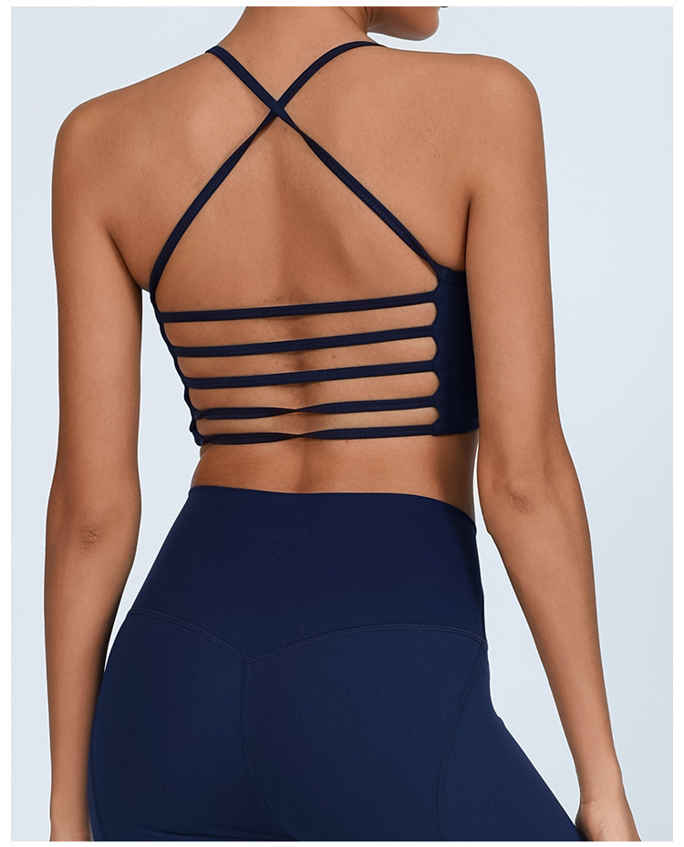 Europa y los Estados Unidos transfronterizos Amazonas ropa de yoga femenina desnuda desmontable cojín de pecho cruzado correa apretada ropa interior deportiva
