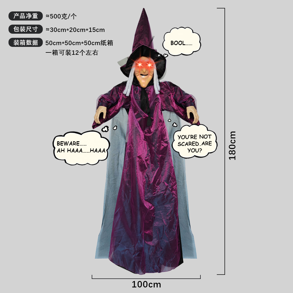 Muñeca Fantasma Colgante con Voz Activada, Brillante y que Grita, para Decoración de Halloween, Casa Embrujada, Escape Room, Serie Bruja