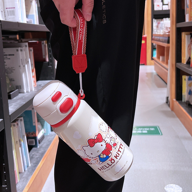 三丽鸥儿童保温杯女孩可爱便携吸管杯小学生上学酷洛米双饮水壶|undefined