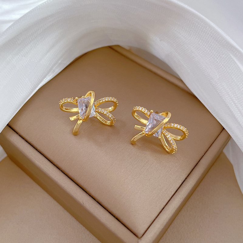 Schleifen Halskette Und Ohrringe Set Luxus Temperament Schmuck_voghion.com
