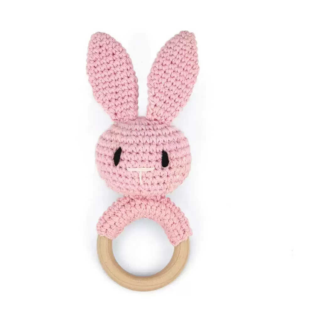 Вязанная handmade игрушка-кролик, детский мешок-подушка, успокаивающая игрушка, можно грызть, оптом