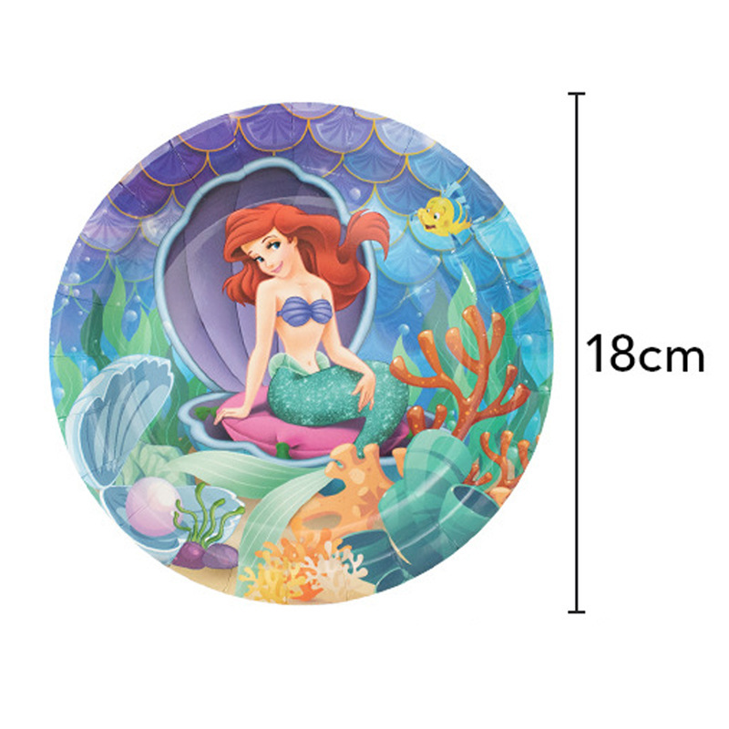 Tres generaciones sirena en stock de dibujos animados para niños suministros de fiesta de cumpleaños Amazon taza de papel plato de papel taza de papel vajilla traje