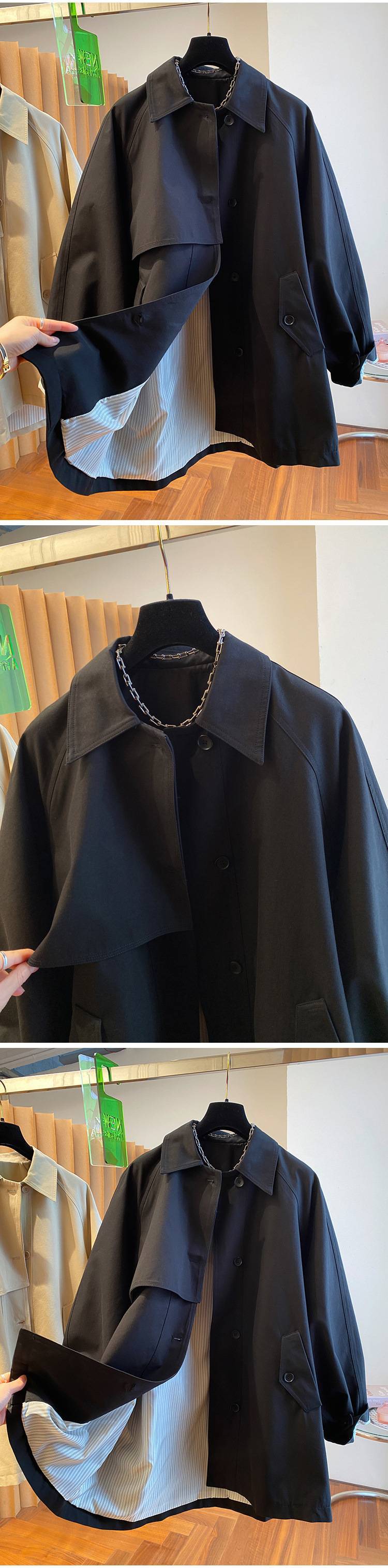 ng2510292 Spring New High-end Mid-length Long-sleeve Trench Coat Women's Loose Casual Korean-style Stylish Workwear Cardigan_ecoleips.com
