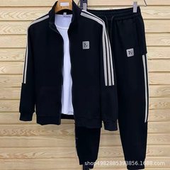 春秋季男士运动休闲套装长袖拉链开衫两件套潮流时尚