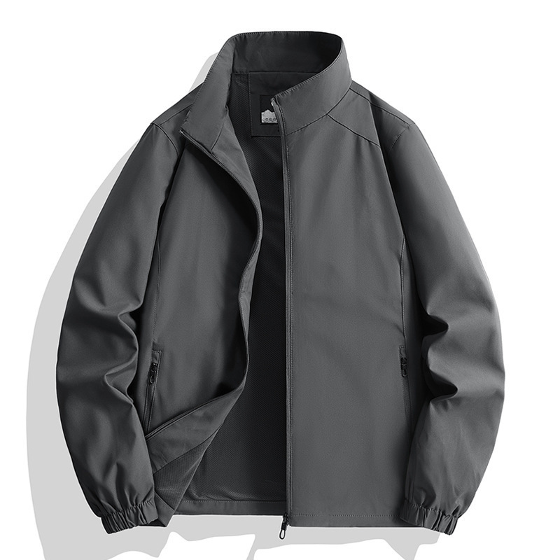 New Softshell Mountaineering Hoodless Stand-Collar Jacket for Men, Spring and Autumn Trendy Outdoor Slim-Fit Workwear Coat