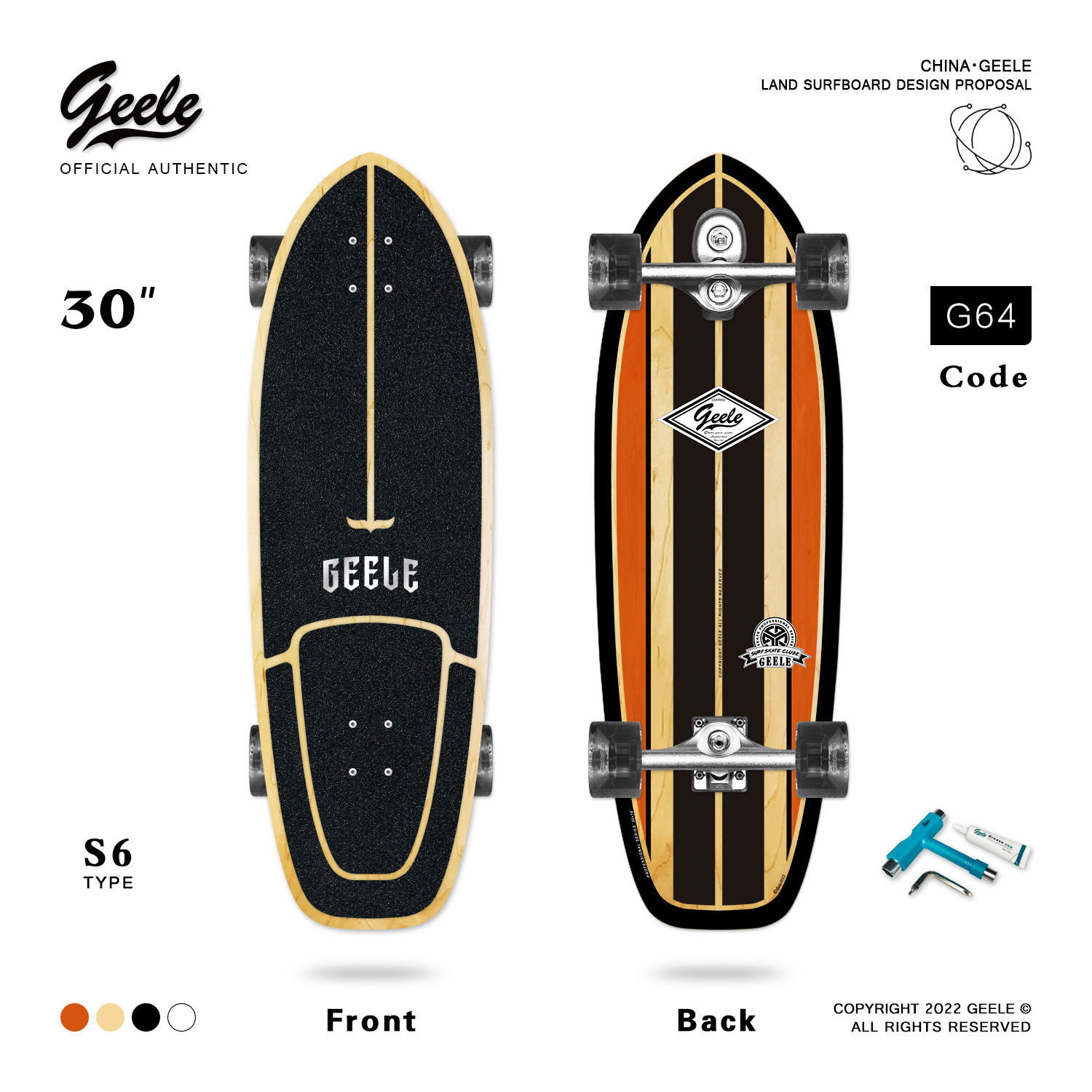 Geele Land Surfboard Slip-free S6 Torsion Spring Bridge Simulation Surfing Adult Professional Ski Training Skateboard