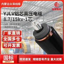 众泽国标铝芯电线铝线YJLV阻燃缆线1芯8.7/15KV 35-95电力传输