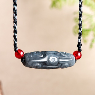 Natural Burma A Jade Black-bone Chicken Breed Nine-eye Bead Ice Breed Jade Pendant Pendant for Men and Women Sihui Jade