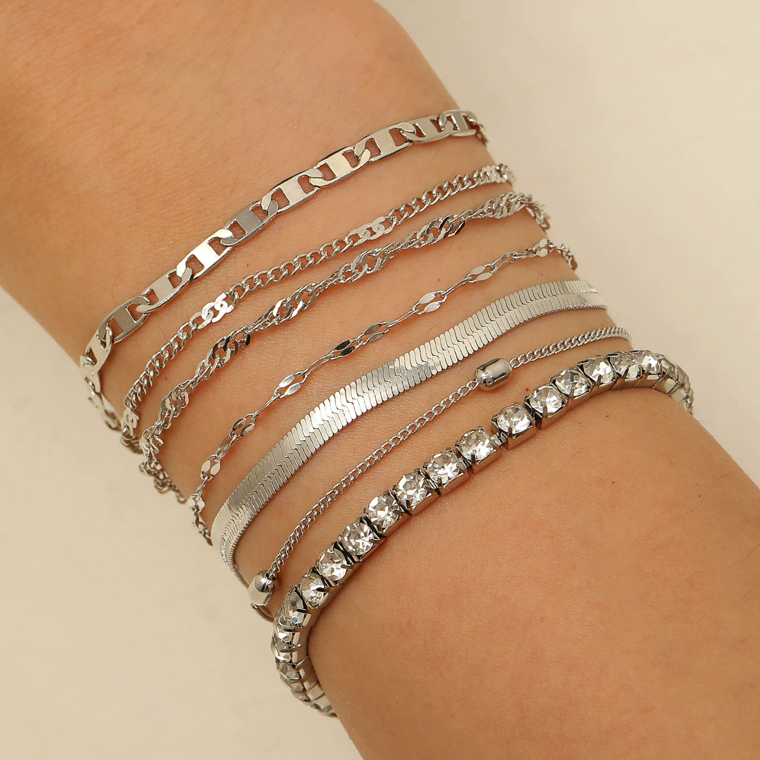 Metal Bracelet Set, 4-Piece Multi-Style (hip-hop, punk, European) – mixed finishes
