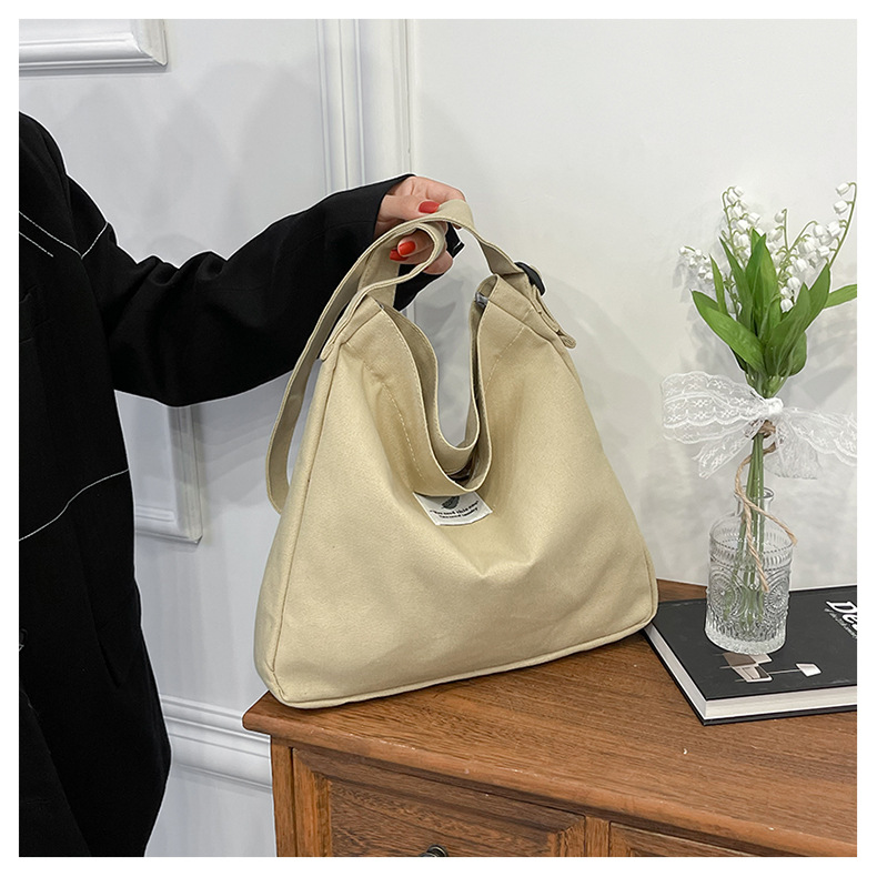 Large-capacity, fashionable and simple canvas bag, 2025 new style, casual and artistic shopping bag, versatile, shoulder crossbody bag undefined