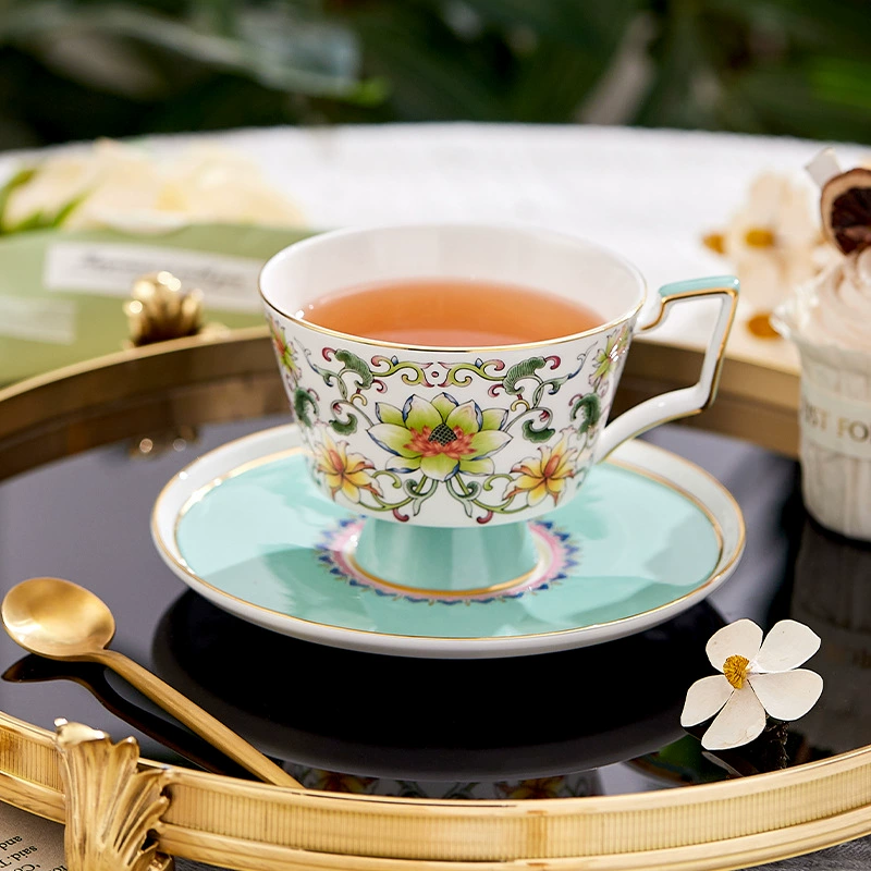 Coffee set, luxurious ceramic afternoon tea, tea cup