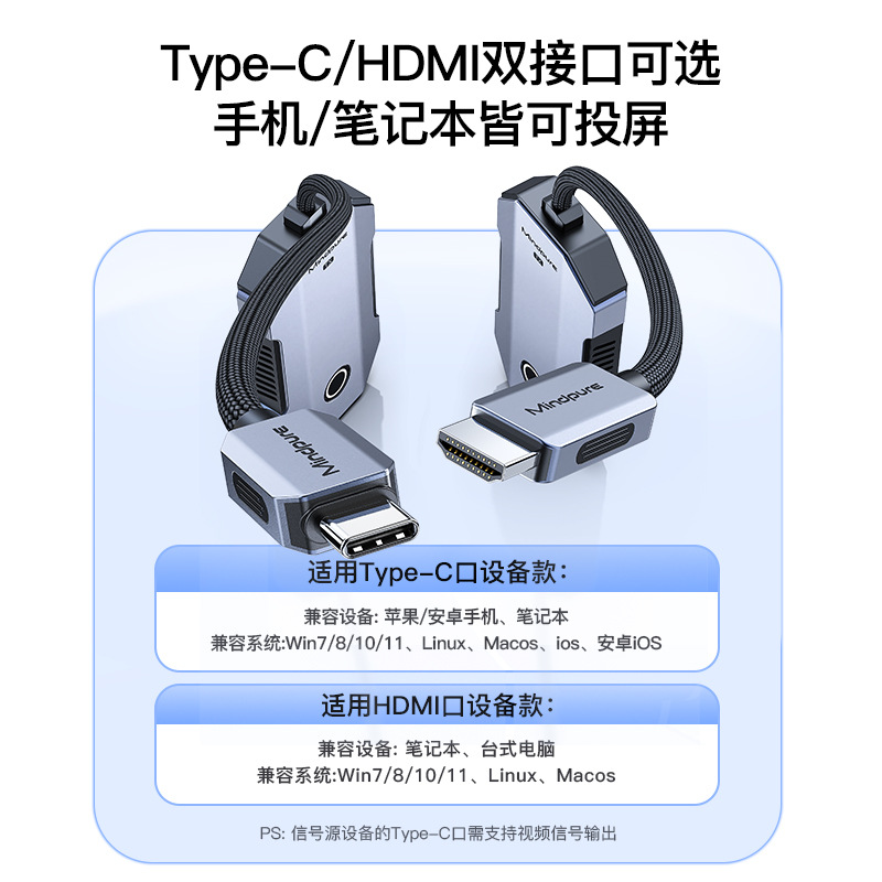 Transfronterizo punto a punto proyector de pantalla teléfono móvil computadora conectada TV 4k HD transmisión de pantalla HDMI proyector de pantalla inalámbrico