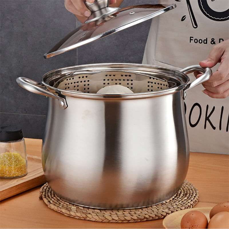 thickening Soup pot Stainless steel household Soup pot Electromagnetic furnace Porridge pot capacity Soup pot Gas available