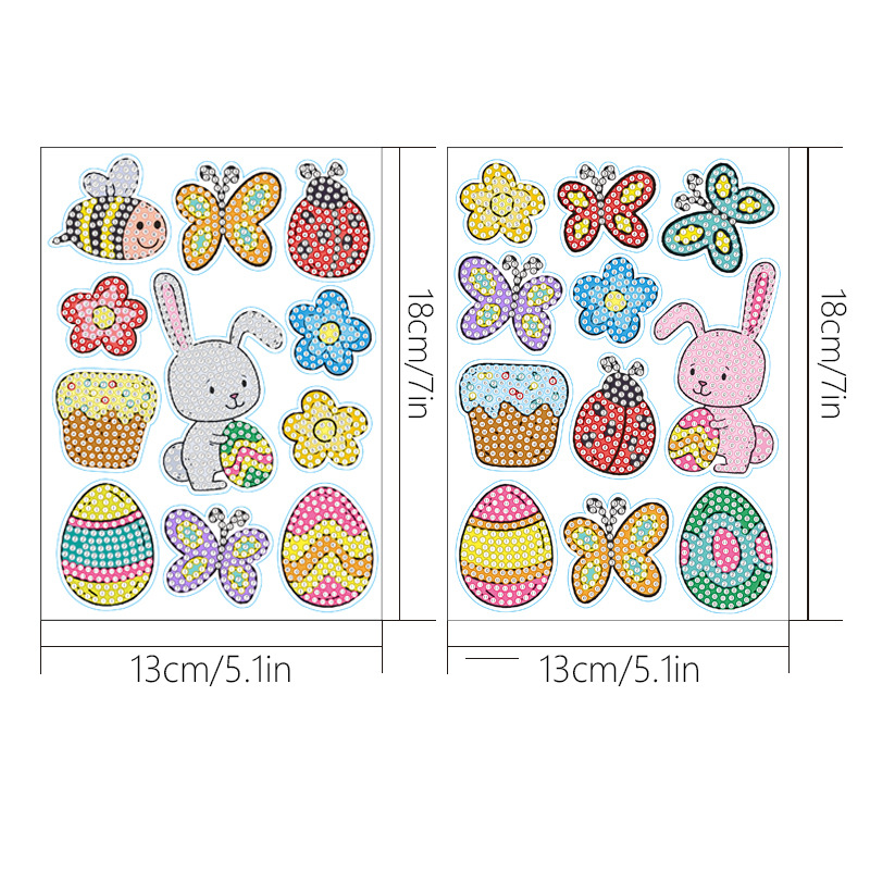 Venta caliente de dibujos animados huevo animal diamante pintura gratis pegatinas DIY Pegatinas de pared de ladrillo niños hecho a mano pegatinas diamante redondo