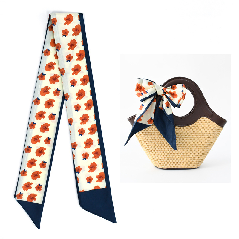 Primavera y otoño lindo y dulce bufanda de seda larga cinta para el cabello caja de regalo bolsa de amarre cinta multifunción fresca pequeña y versátil