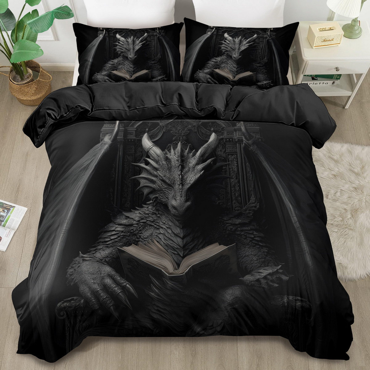 Transfronterizo para textiles domésticos abrasivos de impresión digital colorido dragón quilt kit fuente de fábrica TEMU / JIT