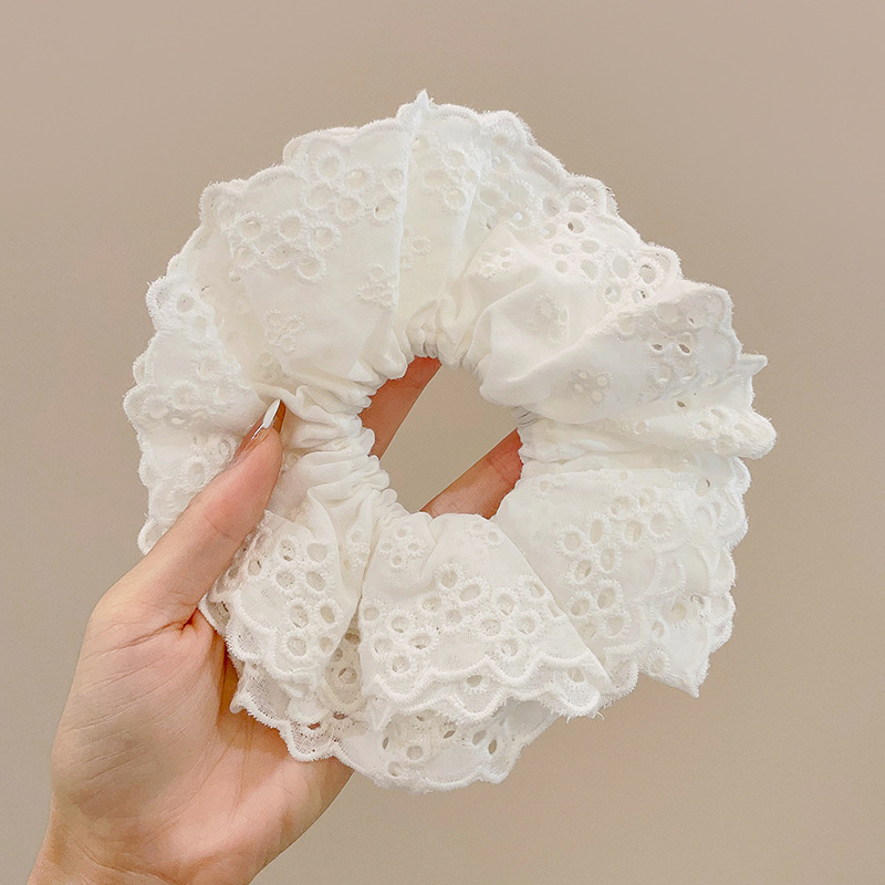 Satín coreano anillo de cabello de intestino grande mujer de moda cuerda de cabeza de alta calidad temperamento flor de cabello bola de cabello toque de cabeza