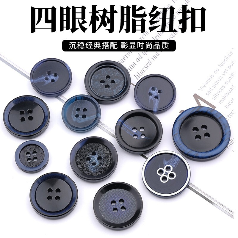 Resin Button Coat Button Men's Windbreaker Suit Cuff dark blue Round Four-Eyes Coat Button Women's Clothes Resin Button Coat Button Men's Windbreaker Suit Cuff dark blue Round Four-Eyes Coat Button Women's Clothes