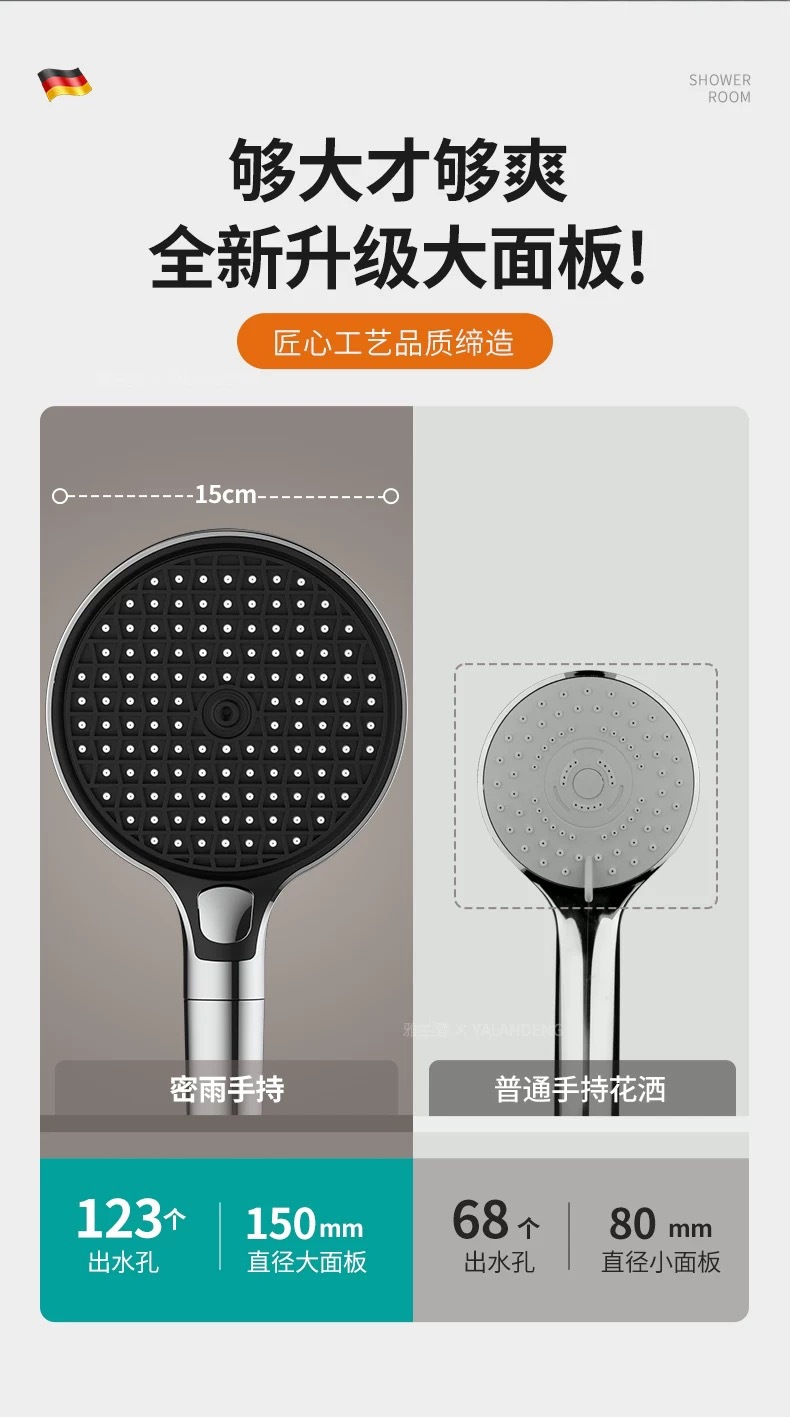 Pressurized showerhead, super high pressure, large water output, 15cm large panel, bath filter, shower head set undefined