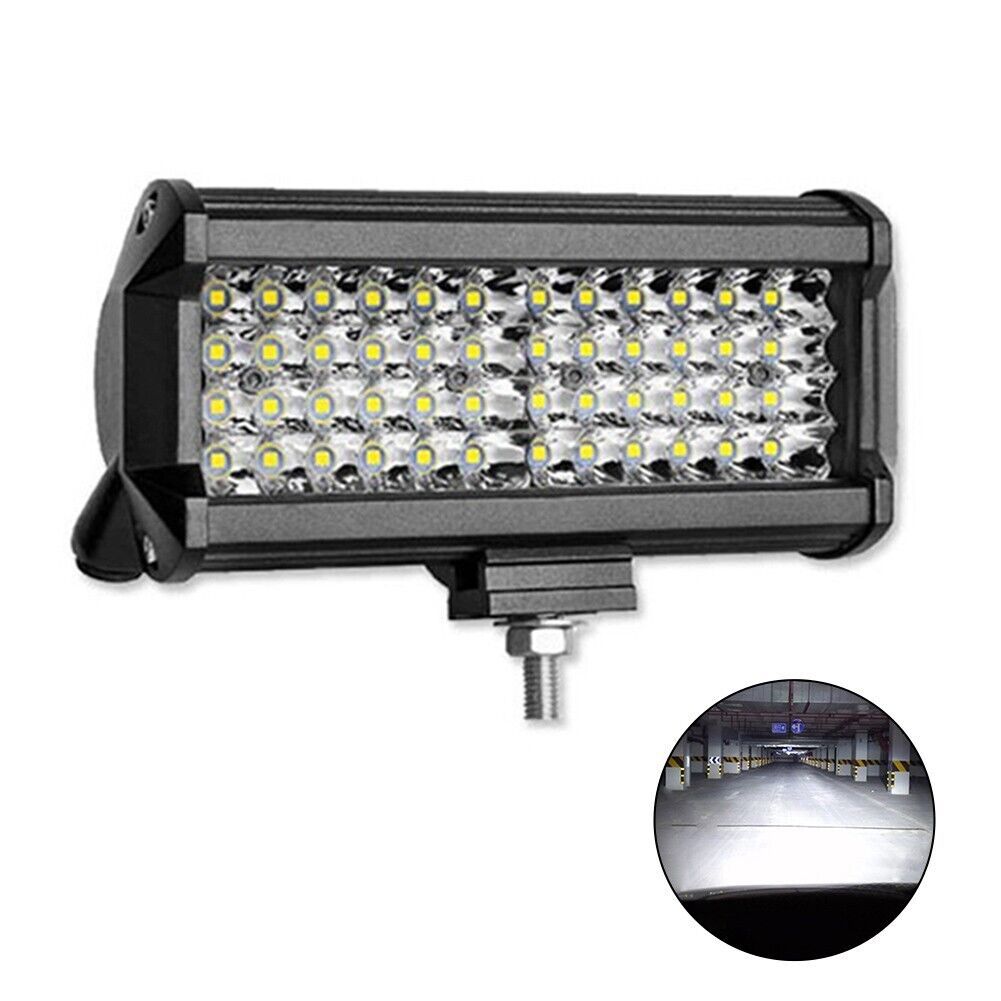 Transfronterizo 7 pulgadas cuatro filas 48LED 144W lámpara de trabajo del automóvil transformada lámpara de tres ojos lámpara de barra larga luz blanca