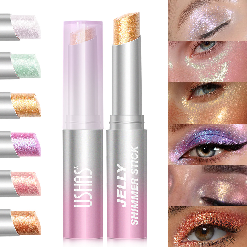 USHAS explosión transfronteriza spot venta al por mayor caliente seis colores gelatina alta luz sombra de ojos varilla UES006