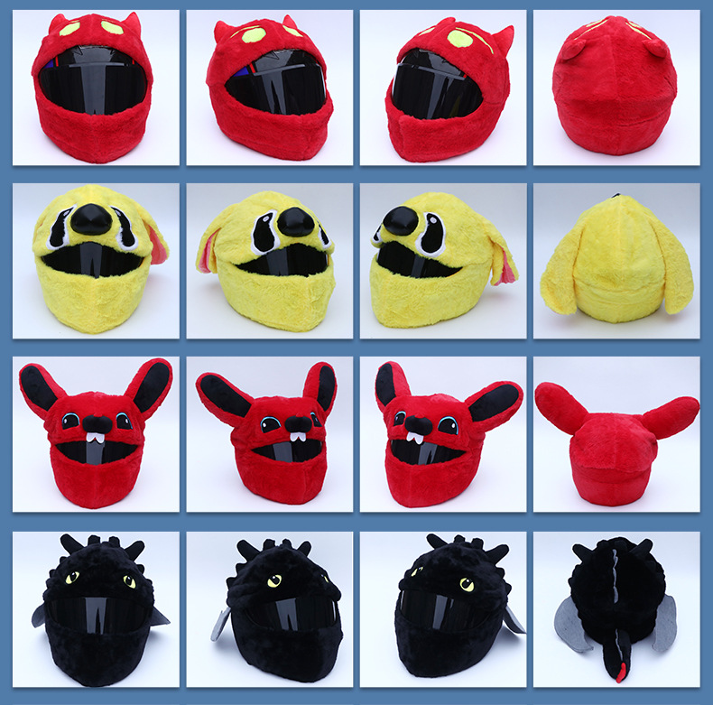 Cross-Border Motorcycle Roof Top Cute Plush Helmet Cover Seven-Star Motorcycle Face Mask Full Helmet Protective Cover