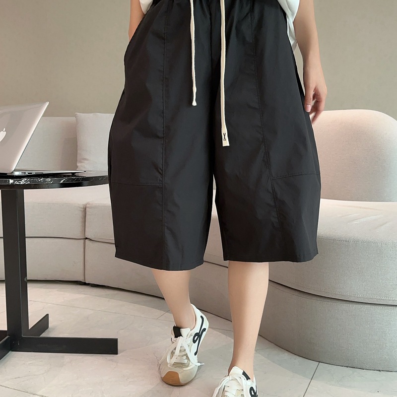 韩版高腰宽松纯棉七分裤女新款夏季休闲显瘦薄款阔腿裤五六分中裤