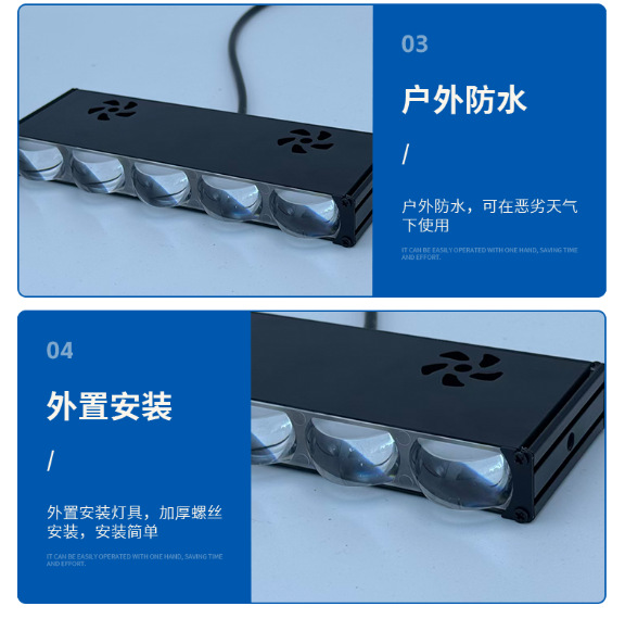 Motorcycle external LED spotlight with five-bead lens, waterproof headlight, modified high-intensity light
