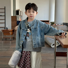 奶酪与喵KIDS男童外套2025春季新款韩版牛仔衣慵懒风休闲外套潮童
