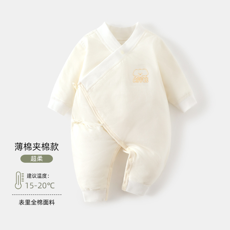 婴儿蝴蝶衣a类50克夹棉新生儿和尚服无骨宝宝爬服秋冬婴儿连体衣|undefined